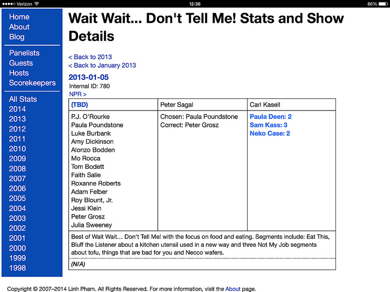 Stats Page Version 3.0: Show Details