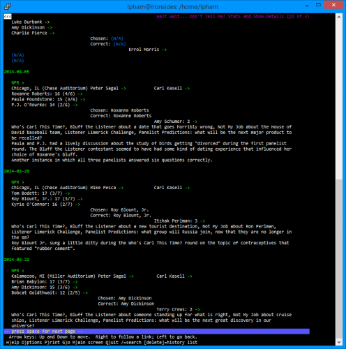 Current WWDTM Stats Page Viewed in Lynx