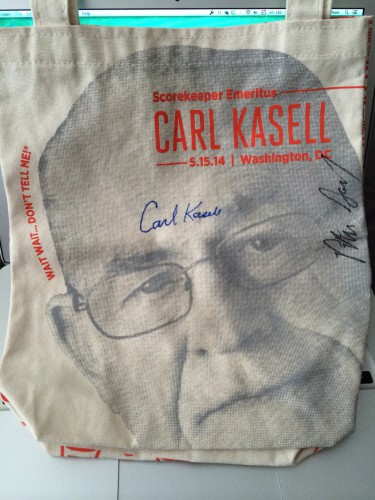Carl Kasell Tote Bag Signed By Carl and Peter